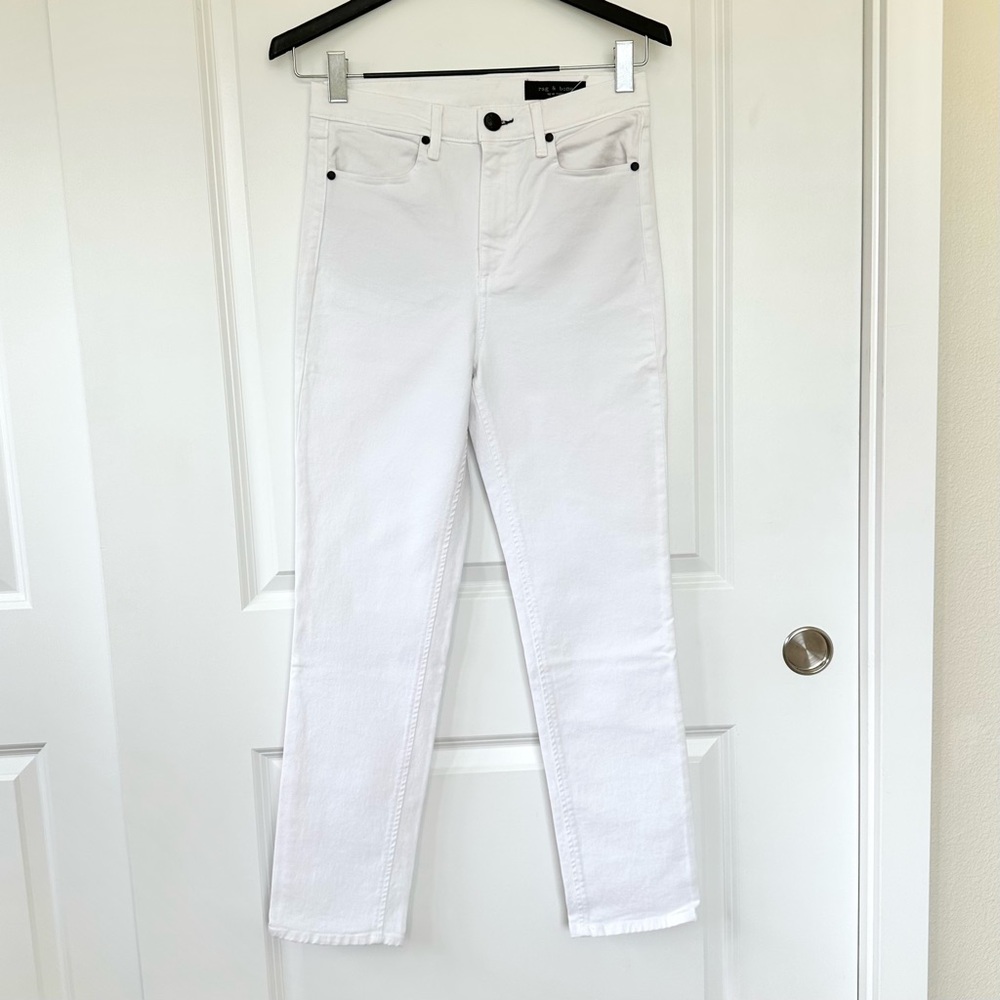 Rag & Bone Straight High Rise White Jeans NWOT - Picture 3 of 16